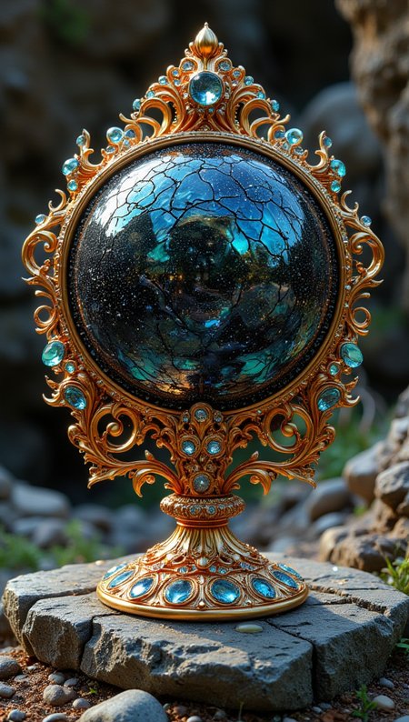 masterpiece, 4k, 8k, sharp, a intricate representation of a planet made of gems. There are pearl that are black and embedded inside of the crown, the light is cinematic during day in a pleasant nature setting.
detailmaximizer, Midjourney_Whisper <lora:[Flux1]_flux_vividizer:0.3> <lora:[Flux1]_scenery_lora_comfy_converted:0.2> <lora:[Flux1]_Opal_Fantasy_Flux:0.5> <lora:[Flux1]_aidmaPsychadelicChaosWorld-FLUX-v0.1:0.3> <lora:[Flux1]_aidmaImageUpgrader-FLUX-V0.1:0.1> <lora:[Flux1]_midjourney_whisper_flux_lora_v01:0.1> <lora:[Flux1]_SXZ_Nixeu_Flux:0.5>
