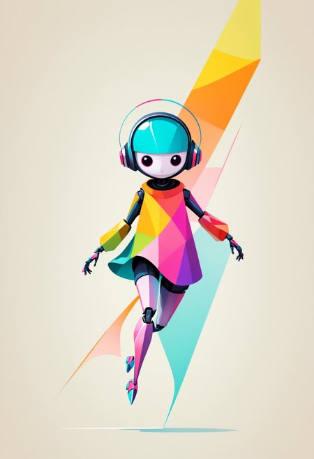 Watercolor painting, (artwhtfsketch:1.4), movie poster, centered composition, digital illustration, a tiny and cute robot in motion, (minimalist, fashion illustration, elegant, vibrant colors, fluid lines:1.4), abstract geometric gradients, geometric shapes, circle, triangle, (junkyard location) <lora:artfullyWHTFSKETCH:0.6>, Vibrant, beautiful, painterly, detailed, textural, artistic