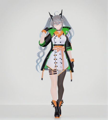 <lora:ã¯ãªãªãã£ã¢Kuoritia:1>,1girl, 
ã¯ãªãªãã£ã¢(Kuoritia),grey hair, twintails, ahoge,crossed bangs,hair between eyes,blue eyes,
hair ornament,headgear,
sleeveless dress,
jacket,black gloves,
single thighhigh,thigh strap,
black boots,
 hand up, looking at viewer, obi, smile, solo, standing, straight-on, striped, tachi-e, vertical stripes, 
very awa, masterpiece, best quality, highres, absurdes,amazing quality,very aesthetic,intricate details, <lora:hand 5.5:1>