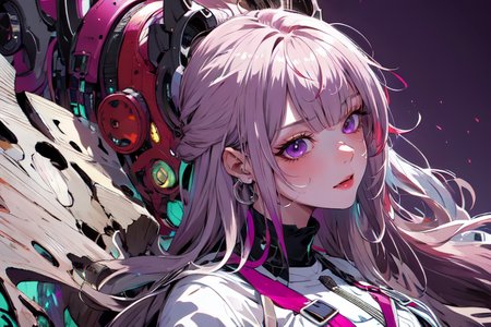 (otherworldly), highly insanely detailed, masterpiece, top quality, best quality, highres, 4k, 8k, RAW photo, (very aesthetic, beautiful and aesthetic), farm, fields, barn, fence, fantfa, <lora:FantasyFarm-10:0.5>, 
1girl, 
(white and red hair,purple hair,silver blonde hair ,colored inner hair), 
(a colorful background,multicolored background,solid color,solid color background,gradient background),âââ