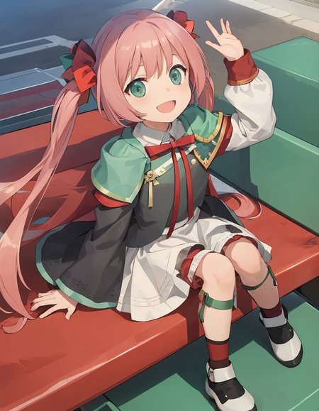 (extremely detailed CG unity 8k wallpaper),(masterpiece), (best quality), (ultra-detailed), (best illustration),(best shadow), playground, sitting on slide, (arm raised straight up:1.2)
(carcanostrawberrysmall:1.2), child, aged down, smile
<lora:CarcanoStrawberry:1>