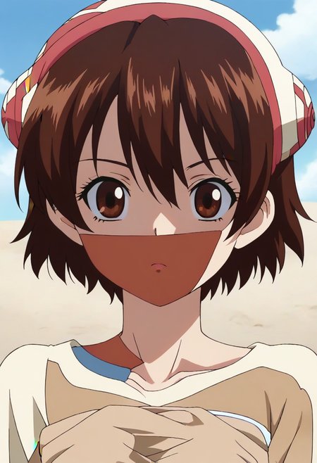 <lora:SlimesYuzuriha:1>, slimes_yuzuriha, woman, solo,short hair,brown hair,brown eyes,