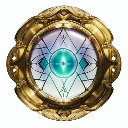 iridescent tinted glass, monocle, brass frame,MagicItem_v1