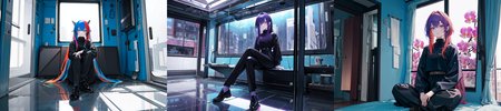 (otherworldly), highly insanely detailed, masterpiece, top quality, best quality, highres, 4k, 8k, RAW photo, (very aesthetic, beautiful and aesthetic), 
1girl, asian female, facing viewer, turtleneck, pants, 
<lora:MM5-v1:0.3>, blue wall, window, sitting, Magic Mirror Car, MM5, indoors, 
1girl, solo, 
(__lazy-wildcards/char/haircolor__),âââ
