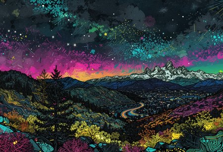 htly, dimly lit spot landscape, Long-exposure astro-photography, (starry ht sky:1.31), irregular shattered luminous star clusters in sky, (stellar background:0.9), (high-resolution) (sharp details:0.85),} vast rocky mountainside, scenic landscape view,  (high quality:1.22), (pui:0.01),  , 
(snow patches), (granite outcroppings), (evergreen forest), (trending:1.01) )(high image quality:1.08), (RAW:0.72),(high resolution photograph:1.28),high definition,amazing quality, newest,   p3,s20