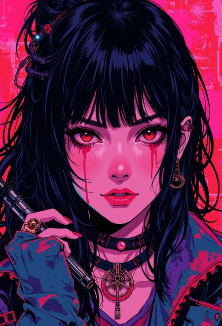<lora:ck-nc-cyberpunk-V2-000013:0.35>, manga, anime, inksketch, vibrant digital illustration, A digital artwork in the style of cknc, upper body close up face shot of a mysterious cyberpunk wabi sabi woman,
S1n0z1ck style, A digital artwork in the style of bladerunner.
<lora:s1n0z1ck-flux-test-lora:0.3>
<lora:ck-Sommo-Concept-Art:0.6>
<lora:ck-shadow-circuit:0.3>
<lora:ck-MetalGearSolid:0.45>
