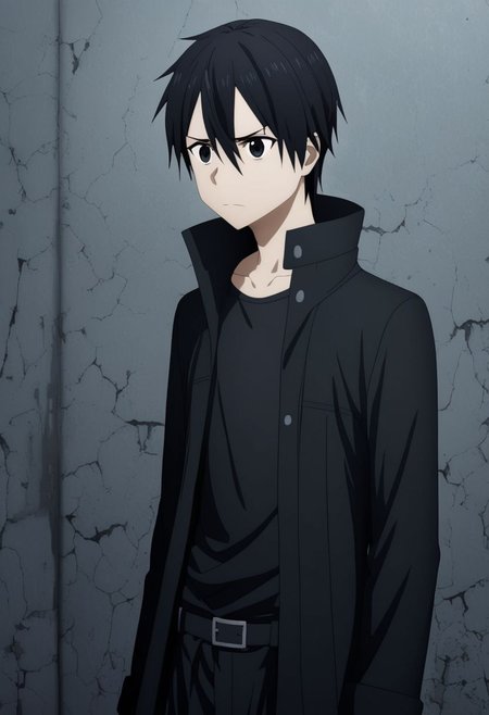 high resolution, professional photography, best quality, 1Boy, Kirigaya Kazuto, Black Hair, Black Eyes, virtual world, confusion, deceived, no way out, hopeless, black clothes, black robes,, overalldetail