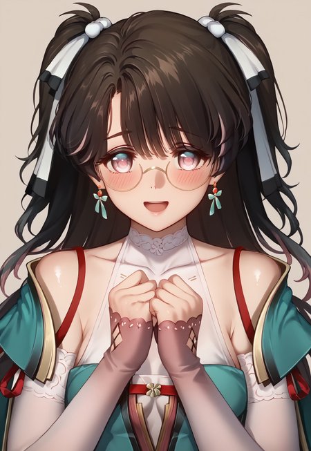 score_9, score_8_up, score_7_up, (highres),(masterpiece), perfecteyes, 1girl, (ultra-detailed:1.3), looking at viewer, zhezhi, smile, gorgeous, open mouth, blushing, shy, (((simple background:1.5)))