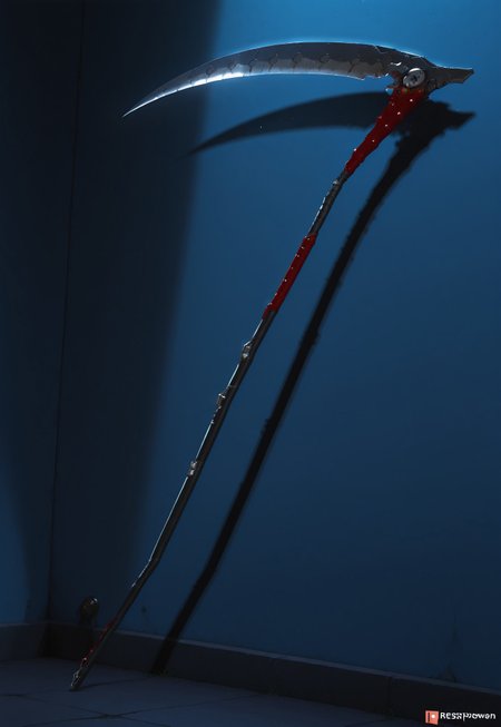 scythe weapon, scythe in front of you, perfect construction weapon, sharp blade, very detail weapon, BREAK, Hanging on the wall, perfect metal details, shiny blade, light on weapon, 3D, no person, no logo, no patreon logo, 
HDR, 8K, high contrast, masterpiece, best quality, amazing quality, very aesthetic, high resolution, ultra-detailed, absurdres, perfect lighting, photorealistic, volumetric lighting, dramatic shadows, cinematic lighting, (sharp image), safe, BREAK, scenery, realistic/anime, (perfect anatomy, perfect hand anatomy, perfect face anatomy, perfect eyes anatomy, perfect mouth anatomy), perfect lighting, (sharp image), (dynamic poses), perfect anatomy, Focus face, lazyneg, RevScythe, SDXLposXL, 