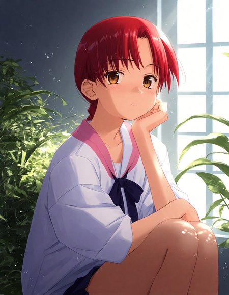 score_9, score_8_up, score_7_up, masterpiece, best quality, absurdres, official art, official style, (anime coloring, anime screencap, megami magazine, flat color:1.3), zPDXL2, zPDXLxxx,
<lora:Tsuina Style Pony_epoch_10:1.0>, tsuina_style
(cute face, beautiful face, detailed face, perfect face:1.3), 
dim lighting, light particles, dramatic lighting, bokeh, volumetric lighting, double exposure, 
rating_safe, sitting, indoors, (portrait:1.3),