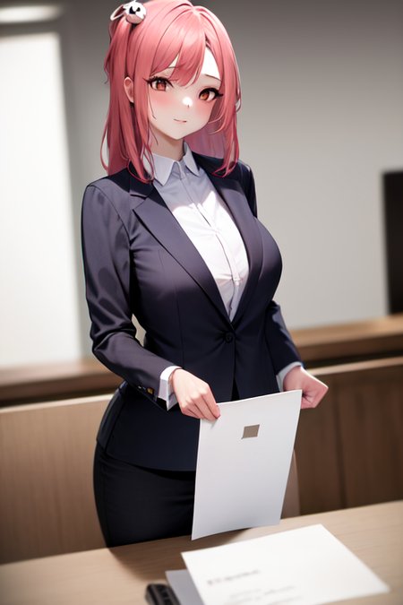 masterpiece, best quality, highres, 1girl, honoka, office lady, suit <lora:doa_honoka:1.0>