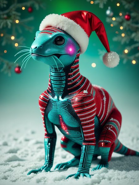 Animal Christmas, 
Abstract digital art of an alien landscape in bold neon colours double exposed with a mundane rundown uk high street
 <lora:Animal_Christmas:1>