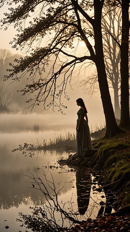 non fiction book cover art, factual, informative, clean, subtle colors in the languid twilight, a solitary silhouette stands at the edge of a forgotten lake, shrouded in an aura of lethargy and nostalgia. the fog creeps around them like a gentle lover, obscuring their features from view as they lean against the worn stone wall. as the last wisps of sunlight dissolve into the mist, the figure's gaze slowly drifts downward, as if succumbing to the weight of their own thoughts. their eyes seem to hold a deep fatigue, as if they are reliving a dreamless sleep or mourning the loss of a forgotten melody. the air is heavy with the scent of damp earth and decaying leaves, and the only sound is the soft lapping of the water against the shore, punctuated by the distant hum of a sleepy insect...