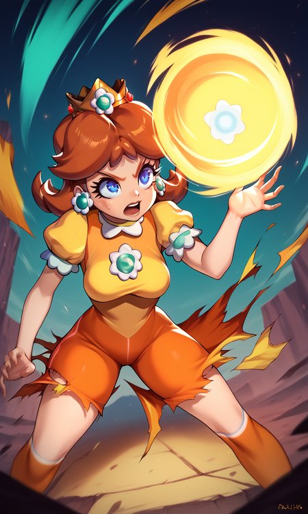 score_9_up, score_8_up, score_7_up BREAK,  <lora:Hadouken:1> , Hadouken, (kikoken), fireball, energy ball, (((princess daisy))), anime style, celshaded, balak, balak style,  <lora:Balak_Style:1>, shockwave, action pose, ripped clothing