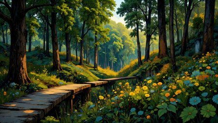 Magic Realism painting. Ground level wide angle view. Rennaisance theme. forest, wooden walkway, fairy lights. Intricate white and lime-green and white ebru details. Overall, the scene is fecund and is very detailed. Dramatic lighting illuminates the scene from above. <lora:Charcoal01d_CE_FLUX_AIT:0.6> <lora:Paper_Marbling_Flux:0.5> <lora:아름답고_우아한_r1:0.6> <lora:midjourney_whisper_chromaplex_v1:0.6>