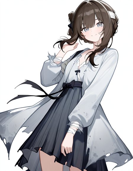 1girl,simple background,white background,cowboy shot,manshui,solo,looking at viewer,smile,<lora:manshui-000016:1>,, masterpiece, best quality, very aesthetic, absurdres,newest, incredibly absurdres,