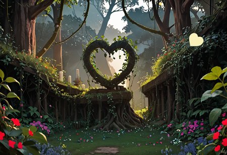 (Garden of Eros), overgrown ruins, vines, (heart-shaped fountains:1.12), hidden grottos, 
(romantic cozy setting:1.24), (heart decorations:1.2),  fantasy, nature, mystical, serene, seclusion,(Afternoon (haze:1.15), yellowish light),p8<lora:sdxl\oldPhoto_v1.0.safetensors:0.86:0.18>  <lora:sdxl\incase_style_v3-1_ponyxl_ilff.safetensors:0.95:0.15>, 
p8,s7