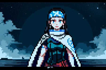 highly insanely detailed, masterpiece, top quality, best quality, highres, 4k, 8k, RAW photo, (very aesthetic, beautiful and aesthetic),  
beth_\(megami_tensei\),bethsmtii,shin megami tensei ii,long hair,black hair,straight hair,sleek black,jewelry,cross,headband,red_lipstick,messian_cross_earrings,cross_earrings,religious_earrings,messian_symbol_jewelry,white cape,cape_with_messian_symbol,Religious_cape,messian_symbol_cape,holy_knight_cape,Blue_dress,armored_corset,blue shirt,bandana_with_messian_symbol,Religious_bandana,symbol_headband,messian_church_bandana,katana,sword,Tokyo_Millennium,post-apocalyptic_city,dystopian_world,Great_Cataclysm,World_ending_event,apocalyptic_disaster,city_rebirt, 
<lora:zs_Beth:0.6>, 
(1girl:1.3), 1other, 
natural disaster,scenery,water,stairwell,ripples,Flood_Debris,Typhoon,Inundation,partially immersed,reflection,Submerged,overgrown,dark clouds,Sea of clouds,floating cloud,night,spring,star \(sky\),starry sky,galaxy,autumn,starry sky,star \(sky\),galaxy,dynamic weather,in the afternoon,shattered_moon,dawn,at sunrise,âââ