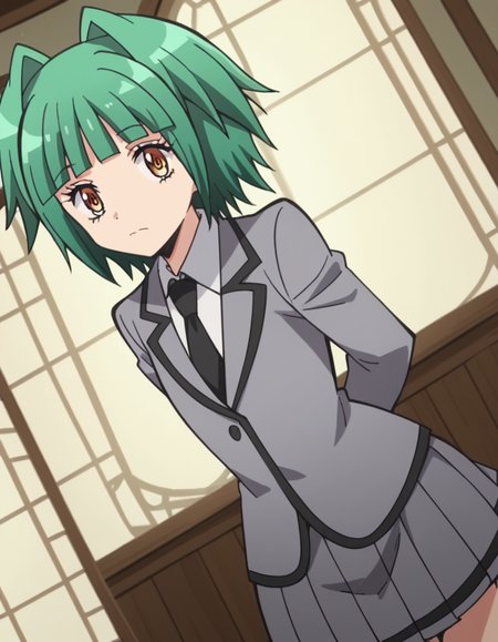 score_9, score_8_up, score_7_up, source_anime, <lora:kaede-kayano-s1s2-ponyxl-lora-nochekaiser:1>, kaede kayano, short hair, bangs, brown eyes, yellow eyes, green hair, hair intakes, anime screencap,, blazer, grey blazer, school uniform, pleated skirt, necktie, grey skirt, black necktie, white shirt, collared shirt, long sleeves,, minaret, tall, mosque, call to prayer, holy, , hands behind back, bent over,, looking at viewer, solo,, dutch angle, cowboy shot
