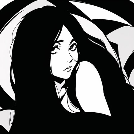 ((masterpiece)),(best quality), absurdres,sadako_yamamura,<lora:Sadakobest:0.8>, <lora:persona5stylebw_v10:0.9>,1girl, solo, portrait, upperbody,