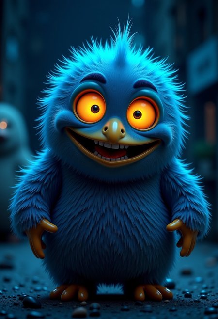 aidmaimageupgrader, a high quality digital image of mr flibble is very cross, they glow at night