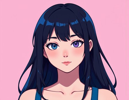 vibrant colors and clean lines define this flat color anime style image showing simplicity and boldness in every stroke