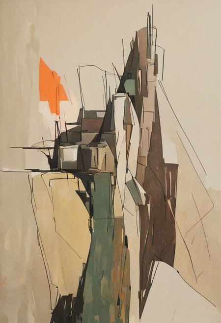 (Silhouette of a house on the cliff beside coast, flat painting background:1.5),
(abstract painting, impressionism, watercolor, oil painting brushstrokes, oil painting texture:1.3),
(brutalist architecture, BRIGHT green AND DARK BROWN color palette, curve LINE, circle, ellipse, core), AK, abstract, deconstruction, geometry, geometric composition,paint painting,harmonious colors, black frame,rectangle, tilt, flat painting, framex, horizontal, Constructivism, Fauvism,