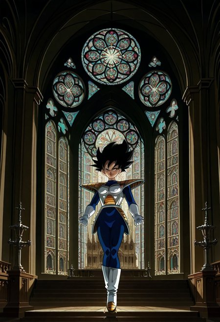 realism, 
framing device, rule of third, negative space, detailed. 
portrait, vector art, flat coloring, cel shaded, cel shading, illustration, vector illustration, vector coloring, masterpiece, best quality,
dynamic pose, foreshortening, extreme perspective 
cinematic concept art of 
1 adult fair-skinned man, 
upper body focus, upper body zoom, 
(The Phantom of the Opera style,), intricate white plain half-mask , black hair,
(dramatic lighting and shadows:0.6)
(wears blacktop hat:0.7), 
wearing 
(white saiyan armor, shoulder pads, blue leotard,, white gloves,, white boots,, hip armor,, tailbelt,:0.9)
 facing the viewer, 
backdrop is stained glass, church, arch,