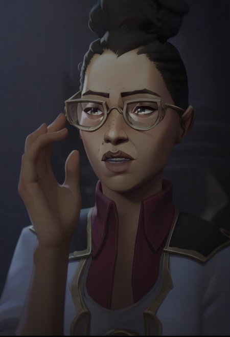 score_9, score_8_up, score_7_up, score_6_up,  
skyy0ung, SkyYoung ,Sky Young /(league of legends arcane/), solo, short hair,  shirt, black hair, 1boy, jacket, male focus, parted lips, glasses, teeth,  collared shirt, hand up,   red shirt, portrait, freckles, very short hair ,/(league of legends arcane/),
