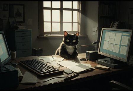 score_9, score_8_up, score_7_up, source_anime,
anime screencap, soft lighting, muted colors, high contrast, whimsical, detailed, high-definition, intricate details, cinematic,
BREAK
PC with BSOD, PC, blue screan of death,
cat lies on the keyboard,
indoors, cozy room, 
retro,
