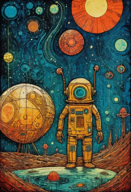 science-fiction collagraph by Genndy Tartakovsky