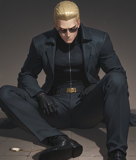 PonyScores7, source_anime, ah1
BREAK <lora:albertwesker-guy-PONYv1:0.8> albertwesker, albert wesker, 1boy, blonde, black gloves, (sunglasses:1.3), belt, black coat, black pants, looking at viewer, toned, athletic, fit, slicked back hair, black turtleneck, zipper, mature male, short hair, black boots, (scholar, translating ancient texts to preserve knowledge for future generations), (Mechanical Rainforest), (suit with pocket watch), (focused, intense glare, apathetic, contemptuous), (reddish orange eyes, slit pupils), (angular face, sharp_featured face), handsome, charming, alluring
BREAK <lora:xl_more_art-full_v1:0.2>, <lora:shinyskin2:0.2> glistening skin, <lora:aesthetic_anime_v1s:0.2>, <lora:Expressive_H:0.2> Expressiveh, <lora:hairdetailpxl:0.2> hairdetailpxl, <lora:EpicF4nta5yXL:0.2>, <lora:detailxl:0.2> detailxl, <lora:Fant5yP0ny:0.2>, best quality, amazing quality, best aesthetic, absurdres, <lora:expressive eyes:0.2> expressive eyes, <lora:eyedetailpxl:0.2> eyedetailpxl, illustration, Volumetric_Lighting, ultra-detailed, very aesthetic, intricate details, 8k, masterpiece, best_quality
BREAK (Ground level view Extreme Close shot, focus on feet)
BREAK <lora:Eyes_High_Definition:0.3> EyesHD, Stable_Yogis_PDXL_Positives, AS-Adult, <lora:Complicated fantasy portrait - XL Pony V2.0:0.4>, bad-hands-5, AS-MidAged, <lora:HDA_Detailer:0.2>