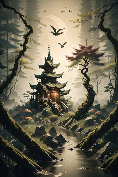 <lora:Calligraphy-ink-style-darquelilly-v1:1> calligraphyinkstyle, an enchanted fairytale forest with talking trees, a swamp covered in moss volumetric lighting, moss, <lora:ral-ovrgrwth-sd15:0.5> <lora:dAIversity-LoRAtest-Photoreal-SD15-01:0.7>