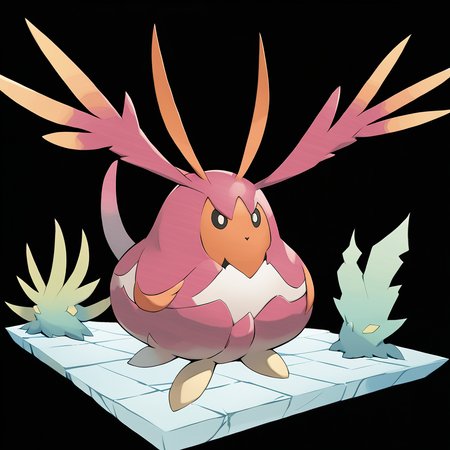 <lora:pokemon_pony_xl:1>, watercolor creature art like pokemon, Type: Ground, Type: Rock, Egg Group: Amorphous, is a pokemon creature that The creature's nails leave a Orange trail on surfaces they touch like paintbrushes dabbing the world in their hue,The animal has a double set of gills, enabling it to thrive in both salt and fresh water environments,Its whiskers are highly sensitive and can detect the slightest changes in air currents,It can whistle a tune that manifests as Orange notes floating in the air a visual symphony,The Pokémon has elongated, Fuchsia ears that can detect sounds from miles away score_9, score_8_up, score_7_up, score_6_up, score_5_up, score_4_up.  Simple black background, (Masterpiece:1.3) (best quality:1.2) (high quality:1.1)