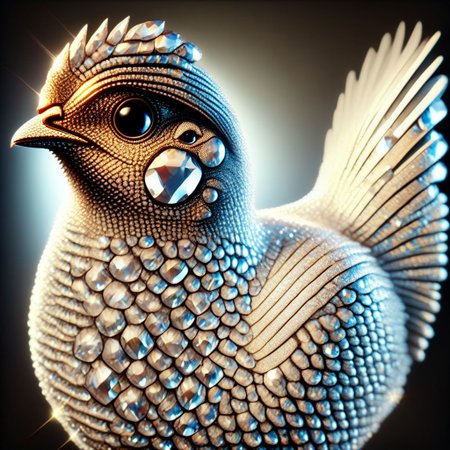 (photorealistic), chicken made of diamonds, iridescent, score_9