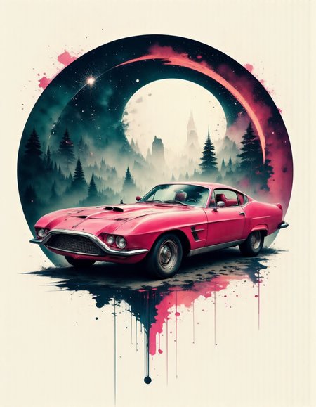 masterpiece, hyper realism, a high-resolution photograph, golden ratio, dutch angle, dynamic, side view, 1950's futuristic style, retrofuturistic, Plasma Pink