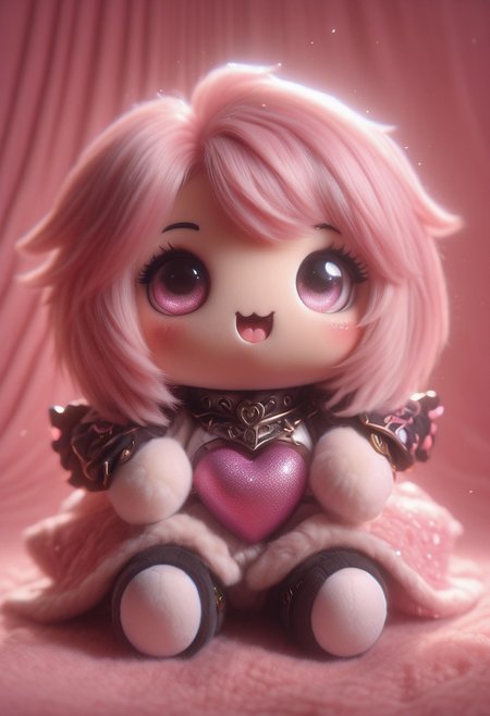 ((all made out of plush, plush world)), masterpiece, best quality, amazing quality,  <lora:civitlogoIllustrious:1>
1boy, glowing civitailogo  shaped shield, knight, serious, charging forward, sword, armor, masterpiece, high_quality, highres, flat_colors, gradient, 
long_lashes, blush, looking_at_viewer, dynamic_angle, cinematic, side_view, hearts, halftone_background, pink_background, black_background, ethereal_aura,  uwu, big_eyes, , maniacal grin, masterpiece, best quality, solo, 1girl, zrelie, aquascreaming, screaming, open mouth, crying with eyes open, CivChan, pink hair, purple eyes, maid uniform, cleavage, white sphere on the background
