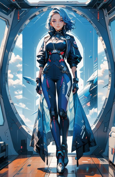score_9,score_8_up,score_7_up,score_6_up,imagine full body shot of astra with blue skin, blue hair and purple eyes seen in breathtaking photorealism, standing at the helm of a massive spaceship. She wears a flowing, high-tech uniform with glowing details, her purple eyes reflecting the stars beyond the shipâs window. The scene is rich in detail, from the subtle glow of her skin to the intricate controls of the spacecraft, conveying her mastery of the stars.
<lora:Dystopian Anime_epoch_15:1>,