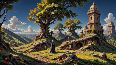 (bell tower:1.3),  beautiful (Russian) fantasy landscape,  morning, woman, intricate, very detailed, sharp, colorful, <lora:Hand v2:1> <lora:Anti-Blur:1> <lora:Insane Detail Slider:0.5>   <lora:Flux.1_Turbo_Detailer:0.6> <lora:flux-photo-transparent_Alpha_1.0:0.8> <lora:flux.1_lora_flyway_Epic-detail_v2:0.6> <lora:Painterly01b_CE_FLUX_AIT:0.8> pntrlyCE_style, <lora:VividlySurreal:0.8>, <lora:FluxMythP0rtr4itStyle:0.8> mythp0rt