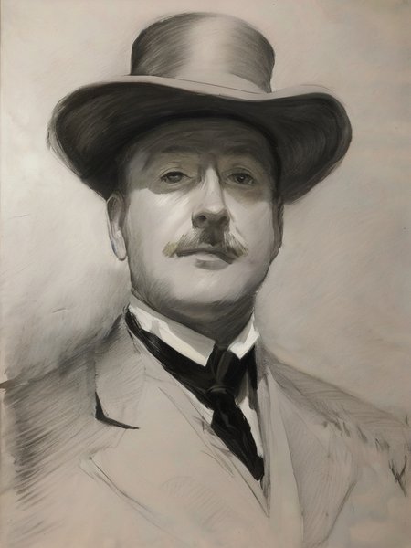 1man,best quality,highly detailed,sketch,style of John Singer Sargent,<lora:sargent-000005:0.55>,