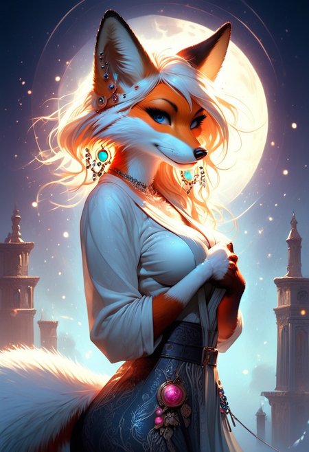score_9, score_8_up, score_7_up, score_6_up, score_5_up, score_4_up, leHDR,UHD,8K, darkness, illustration, disheveled hair Expressiveh, anthro fox female,foxfolk, white fur, busty, peach ass, covering breasts,covering with hands,intricate details, earrings, darkness, very detailed, intricate, perfect light, sharp focus, cool colors, ambient, elegant, highly decorated, deep aesthetic, colorful, magic, mystical, scenic, warm bright, vibrant, unique, best, winning, thought, romantic,  illuminated,rich, symetry,realistic,  low light, looking from the side at viewer,OverallDetail,novuschroma60 style bokeh