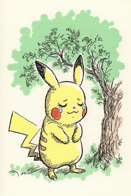 ehshep1 sketch.
Pikachu crying, large tear drops on his face, under a green tree  <lora:ehshep2_cap_d6a3e12:1.0><lora:826244613024066098:0>