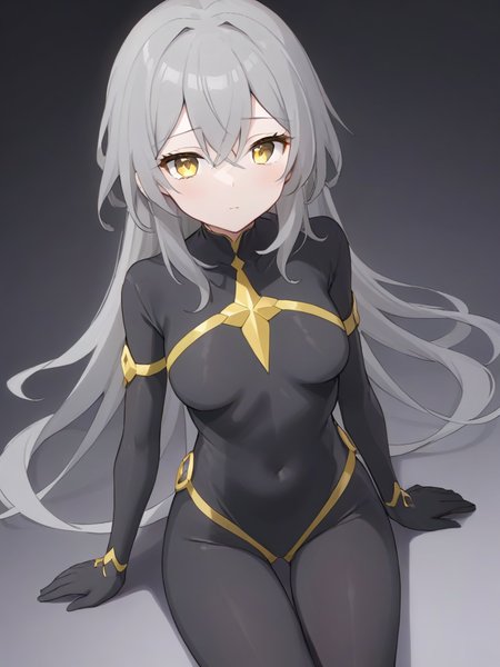 <lora:xl_xing girl-000008:0.8>,xing girl,Gray hair,Yellow Eyes,ZENTAI