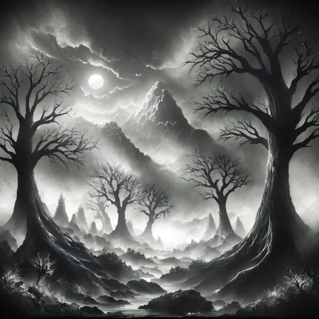 Charcoal drawing, dramatic landscape, black and white, ancient tree masterpiece, unique artwork, maximal details, uhd, 8k <lora:Hazard:0.81> nuclearhazard, <lora:ral-ertmsphr:0.35> ral-ertmsphr, <lora:add-detail-xl:1>, <lora:CinematicStyle_v1:0.7>, <lora:SDXLFaeTastic2400:0.41>, <lora:xl_more_art-full_v1:0.37>