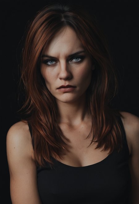 <lora:Mona-PXL:1> mona-pxl, mona, portrait, simple background, black background, scowl,, score_9, score_8_up, score_7_up, score_6_up, score_5_up, score_4_up,