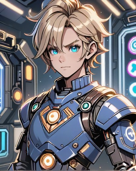 anime style, Amazed 1boy, man, natural colored eyes, Nobleman's bouffant with precise waves and a distinguished side part hairstyle, solo, <lora:EnvyCharacterPortraitHelperXL01:0.8>, BREAK  solo, from front, front view, (full body:0.6), looking away, detailed background, detailed face, (<lora:DonMMy51ic4lXL-v1.1-000006:0.6>, DonMMy51ic4lXL theme:1.1), space mechanic, specialist, curious, sci-fi, techwear, ,  glowing equipment, diagnostics, prototype, , hyperdrive core, , dark matter, control panel in background, backlighting, epic atmosphere,