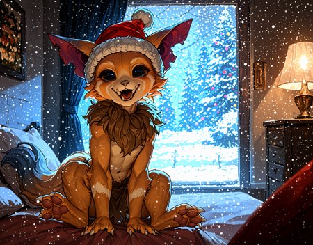 <lora:GnarXLIllustrious-000060:1> Gnar, yordle, fangs, 3 toes, pawpads BREAK
loincloth BREAK
christmas themed, holidays, indoors, winter, christmas hat, BREAK
<lora:spo_sdxl_10ep_4k-data_lora_webui:1> highly detailed, detailed background, absurdres, high resolution, 8K, highres, 4k, 2k, high detail BREAK
masterpiece, best quality, amazing quality, very aesthetic, absurdres,  newest, sceneryâââ