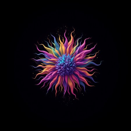 fluxtration, vivid colors on black background, no text
