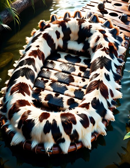 highly contrasted, establishing shot of a [Giant:Enticing:2] (Raft:1.1) , intricate details, behance, wearing Alluring made out of ral-moozkin, Summer, Fantasy, Hyperpunk, Warm lighting, F/2.8, Fujicolor, Folded Alligator skin, <lora:ral-moozkin-sdxl:0.8>, dramatic, extremely stylish, very, atmosphere, excellent composition