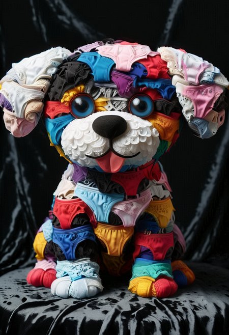 award winning,   a colorful cute dog P4NT13S, detailed face, (big eyes:0.9), detailed eyes,  enhanced textures, creative, beautiful, vibrant, masterpiece, 8k, Ultra HD, amazing details, amazing quality, amazing artist, sharp edges, detailed textures, full view, atmospheric lighting, amazing visuals